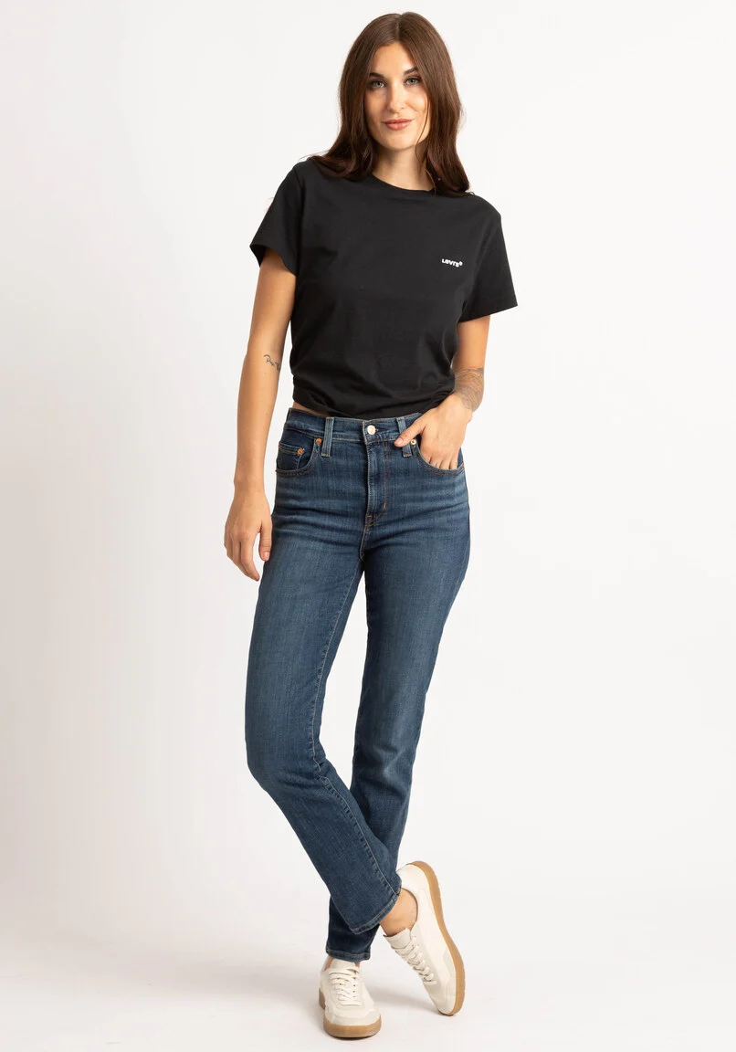 Levi's Classic Straight Leg Mid-Rise Women's Jeans - Timeless Blue Denim - Women's straight leg jeans